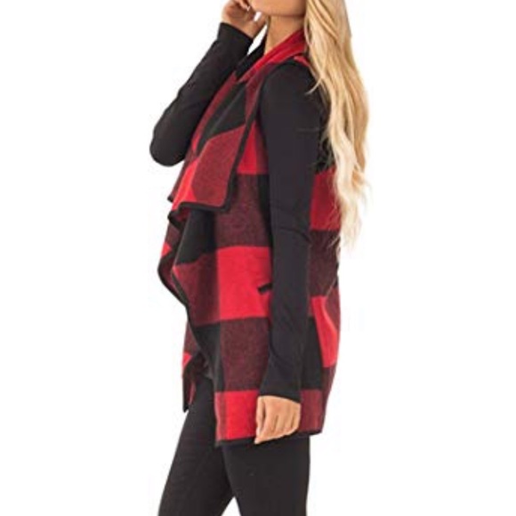 ‼️SOLD‼️Sleeveless Plaid Cardigan - Picture 3 of 6